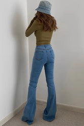 Retro High Waist Jeans Stretch Pants